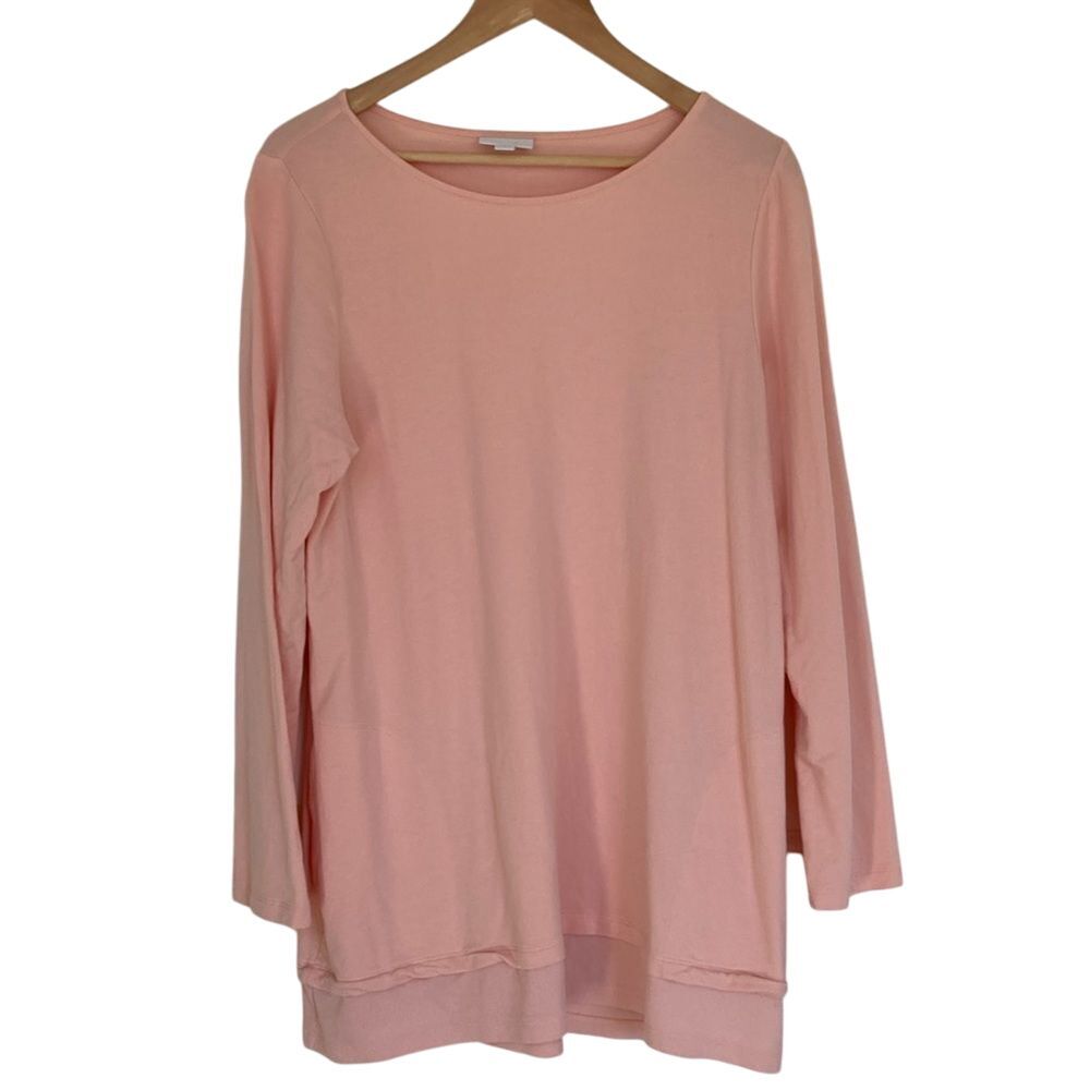Pure Jill Pullover Casual Tunic Top Shirt Womens Size L Pink Long Sleeve
